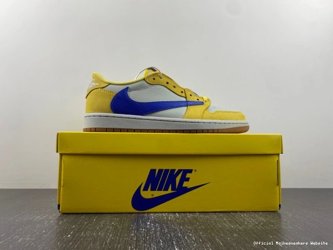 Official Maikesneakers OG Travis Canary Scott Low Air 1 DZ4137-700 Jordan x 0724